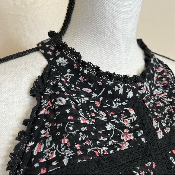 Maeve Anthropologie Black Floral Chiffon Sleeveless Blouse Womens Size Medium - Picture 6 of 10